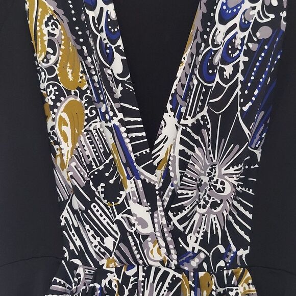 BCBGMaxAzria Black Sheath Midi Dress with Plunge Neckline & Pockets - Picture 3 of 7